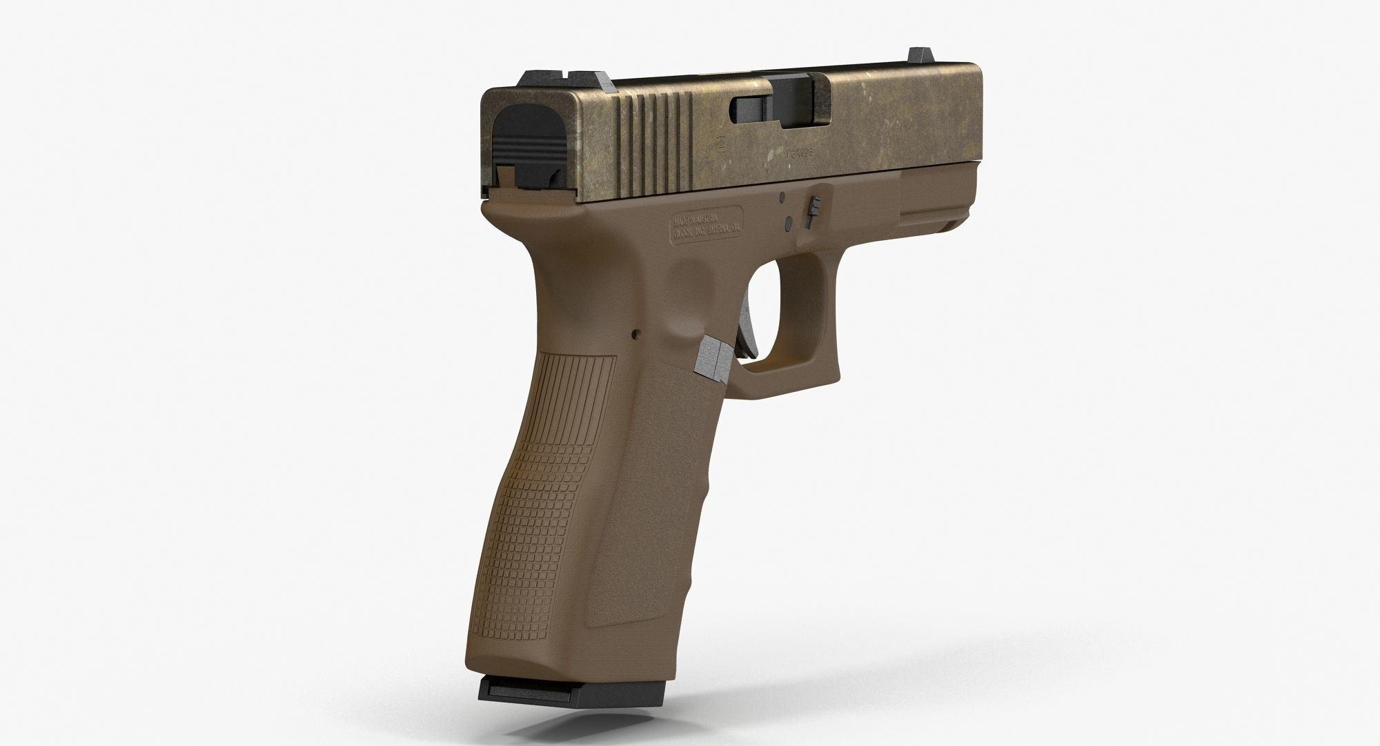 Glock 19 Brown Rough Low-poly 3D model_6
