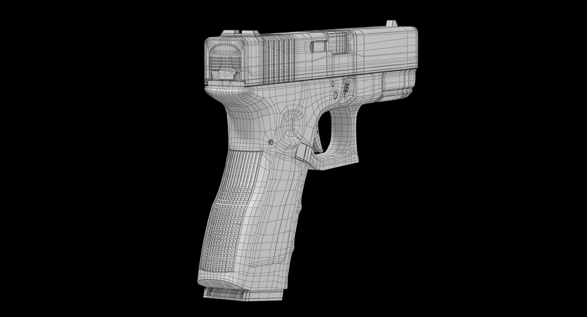 Glock 19 Brown Rough Low-poly 3D model_7