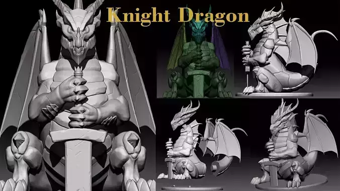Dragon Knight Statue 3D print model
