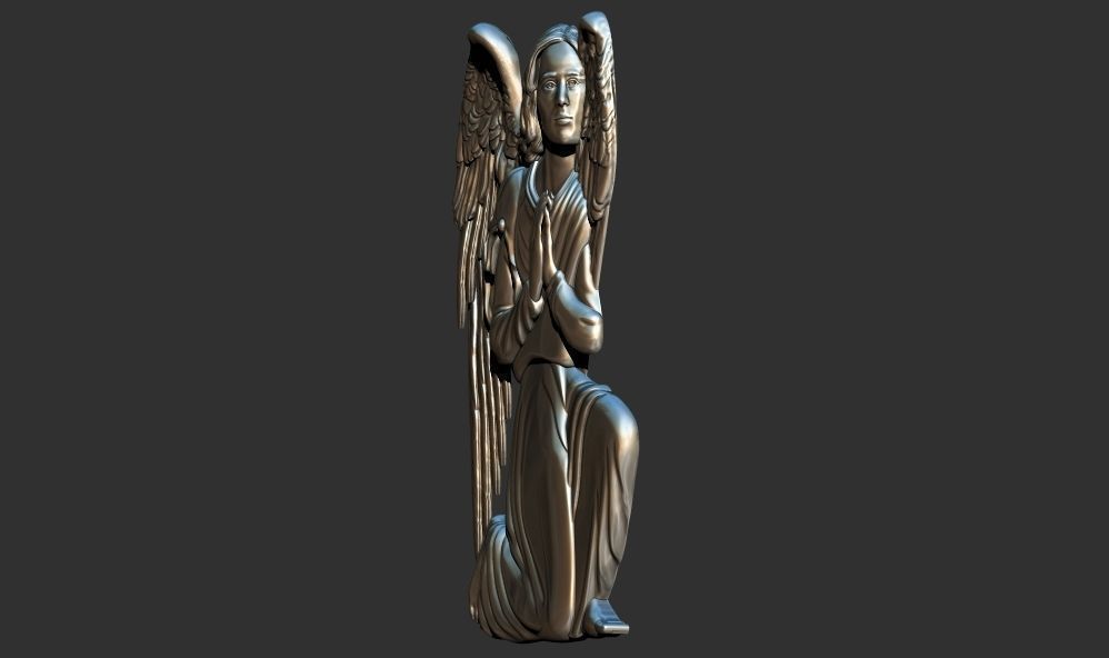 Praying Angel 3d relief printable model cnc  3D print model_5