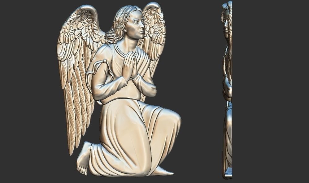 Praying Angel 3d relief printable model cnc  3D print model_1