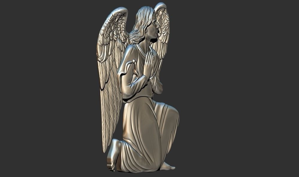Praying Angel 3d relief printable model cnc  3D print model_4