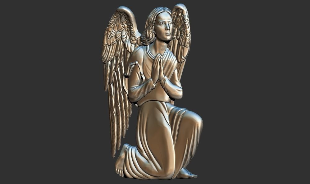 Praying Angel 3d relief printable model cnc  3D print model_2