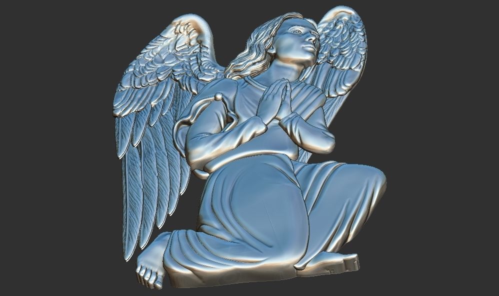 Praying Angel 3d relief printable model cnc  3D print model_3