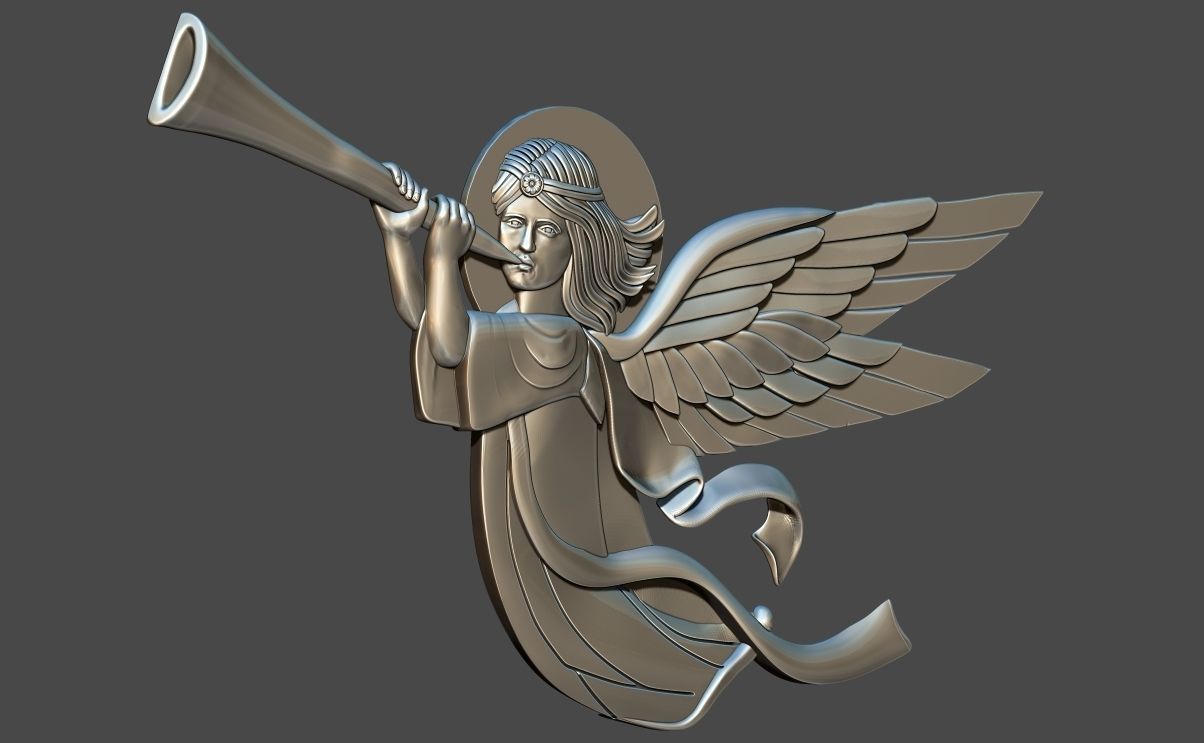 angel with horn 3d model relief for cnc 3d printing 3D print model_1