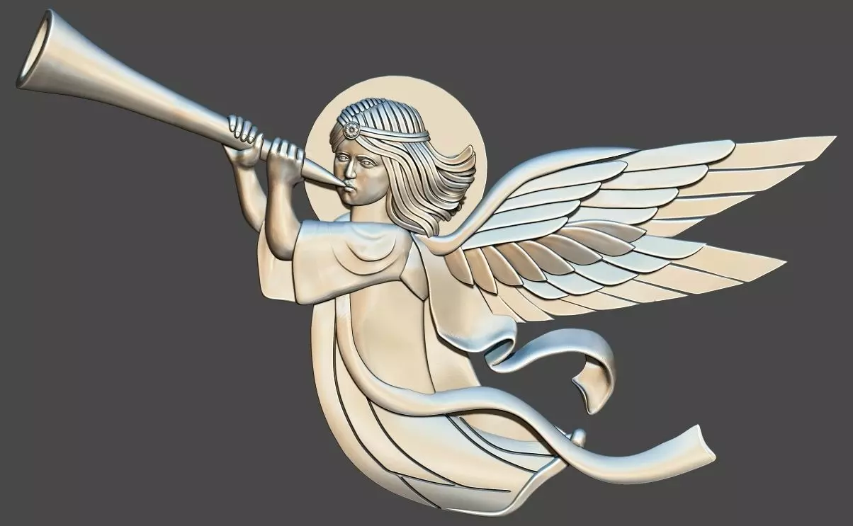 angel with horn 3d model relief for cnc 3d printing 3D print model_0