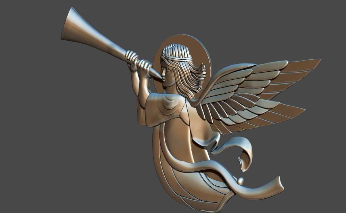 angel with horn 3d model relief for cnc 3d printing 3D print model_5