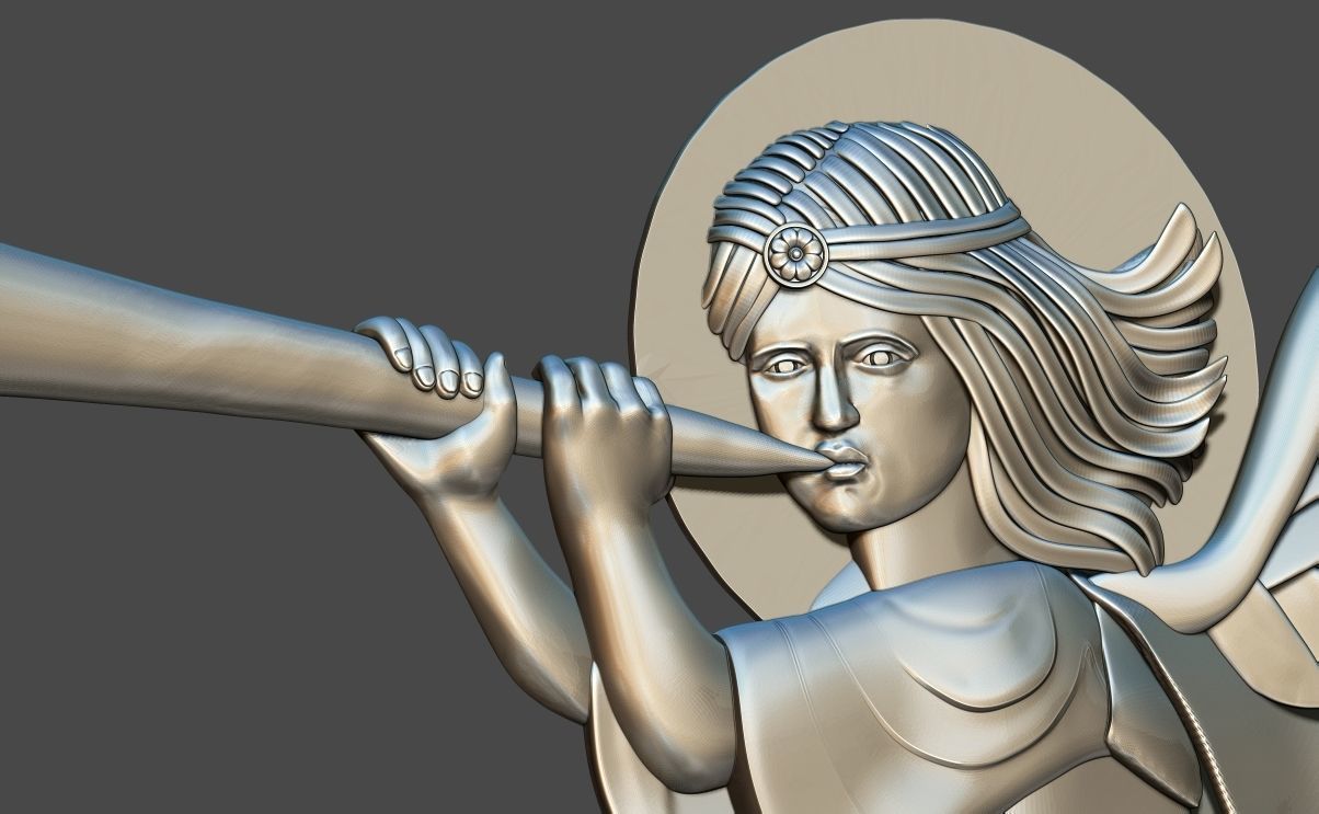 angel with horn 3d model relief for cnc 3d printing 3D print model_3