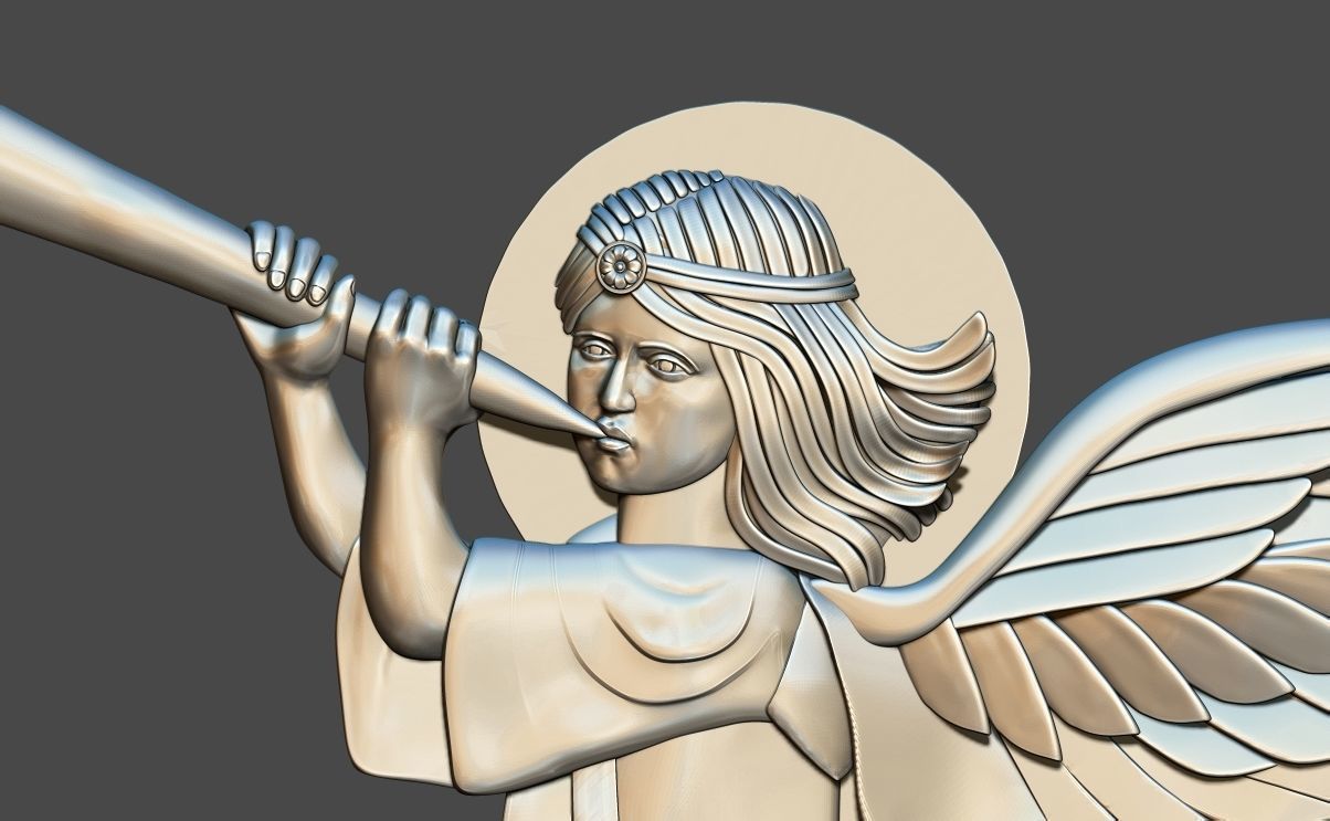 angel with horn 3d model relief for cnc 3d printing 3D print model_2