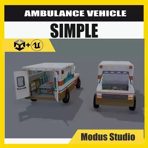 Low Poly Simple Ambulance Car 