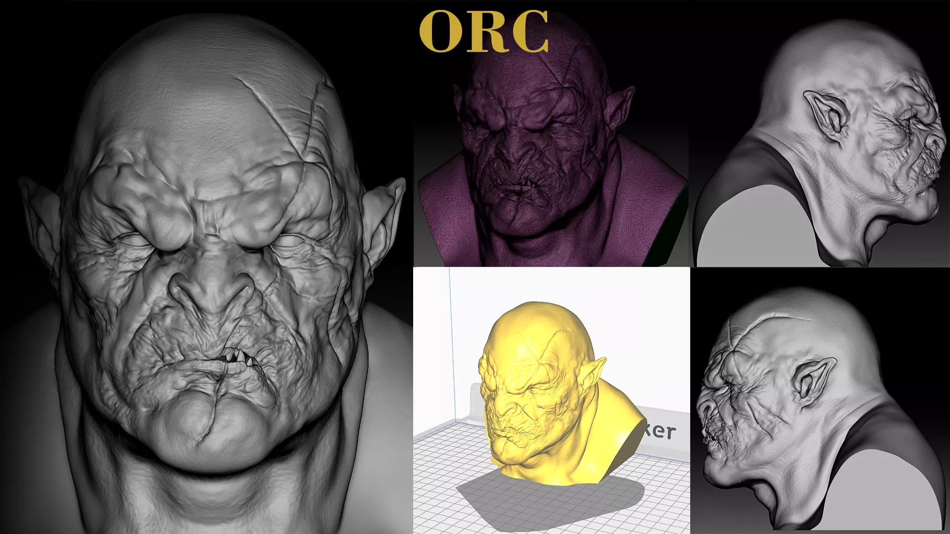 Orc Head Bust 3D print model_0