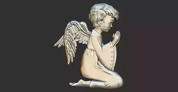 Little Baby Angel praying 3D print model CNC