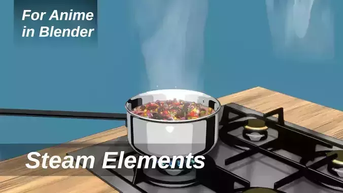 For Anime in Blender - Steam Elements 3D model