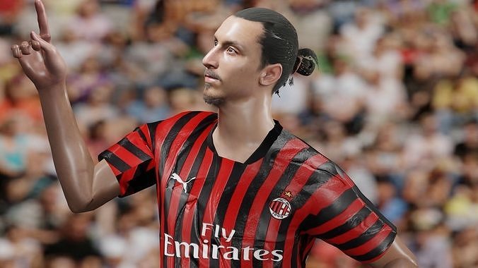 Zlatan Ibrahimovic - AC Milan 3D Model Rigged-Realistic Low-poly 3D model