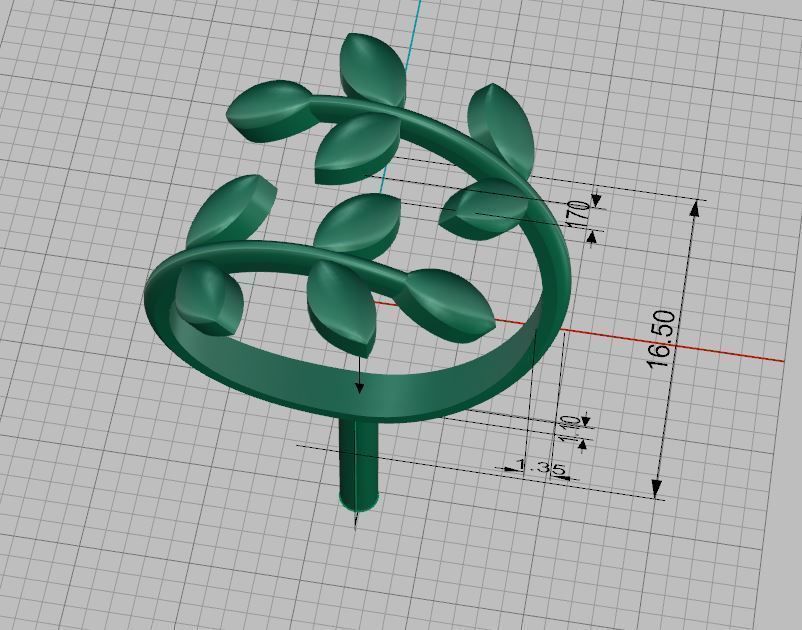Olive Leaf Ring  3D print model_6