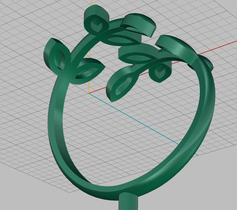 Olive Leaf Ring  3D print model_7