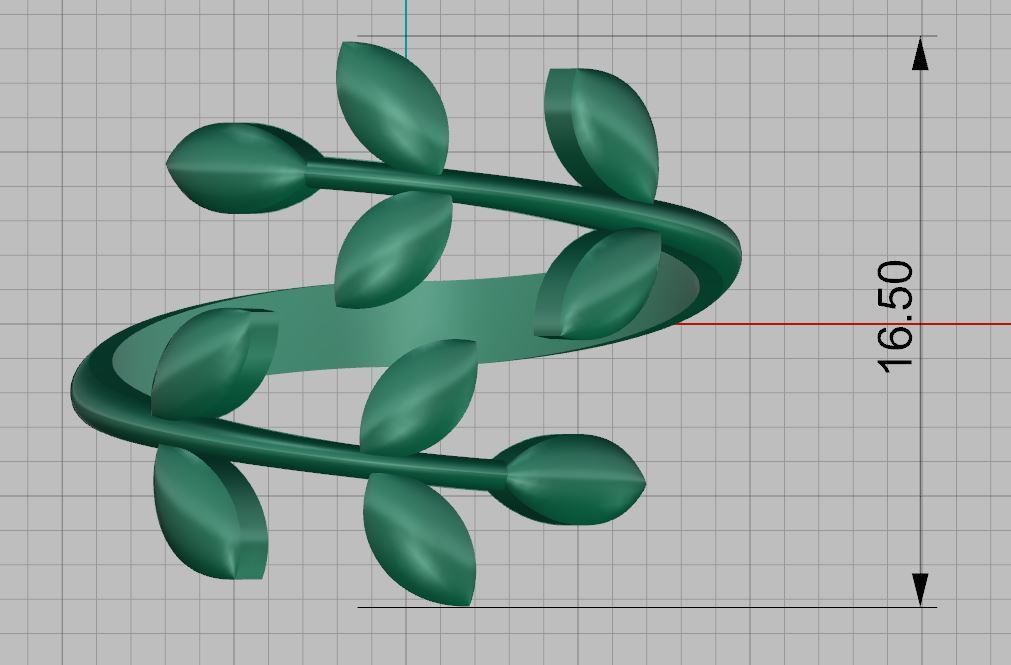 Olive Leaf Ring  3D print model_3