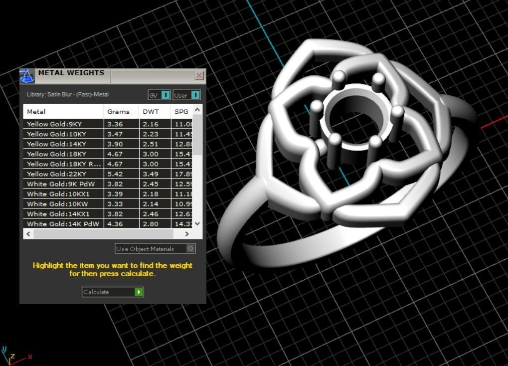ring flower stone 3D print model_6