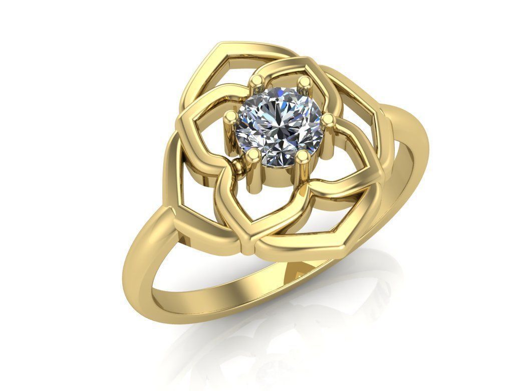 ring flower stone 3D print model_1