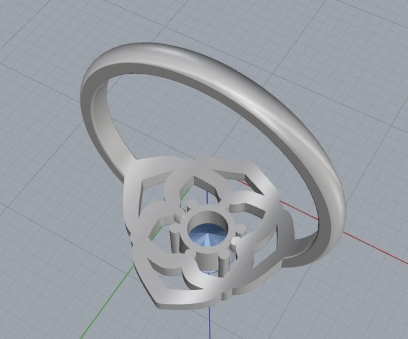 ring flower stone 3D print model_8