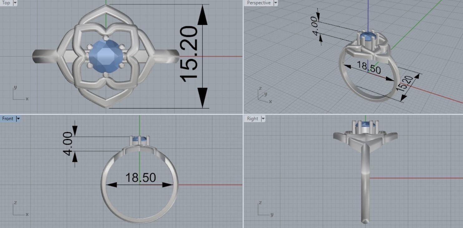 ring flower stone 3D print model_5