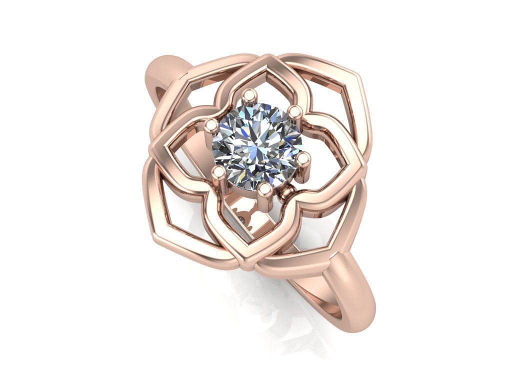 ring flower stone 3D print model_4