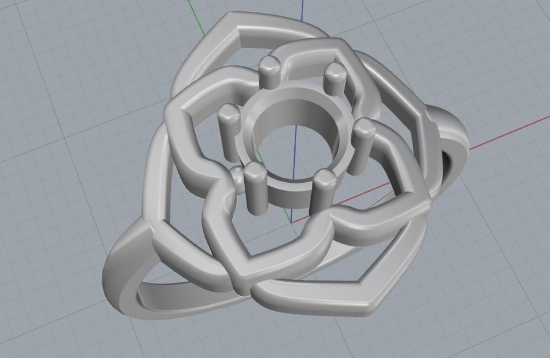 ring flower stone 3D print model_9