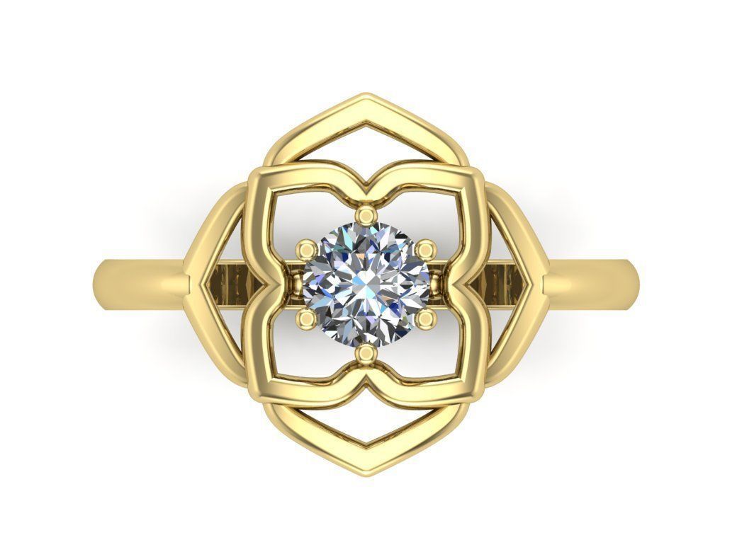 ring flower stone 3D print model_2