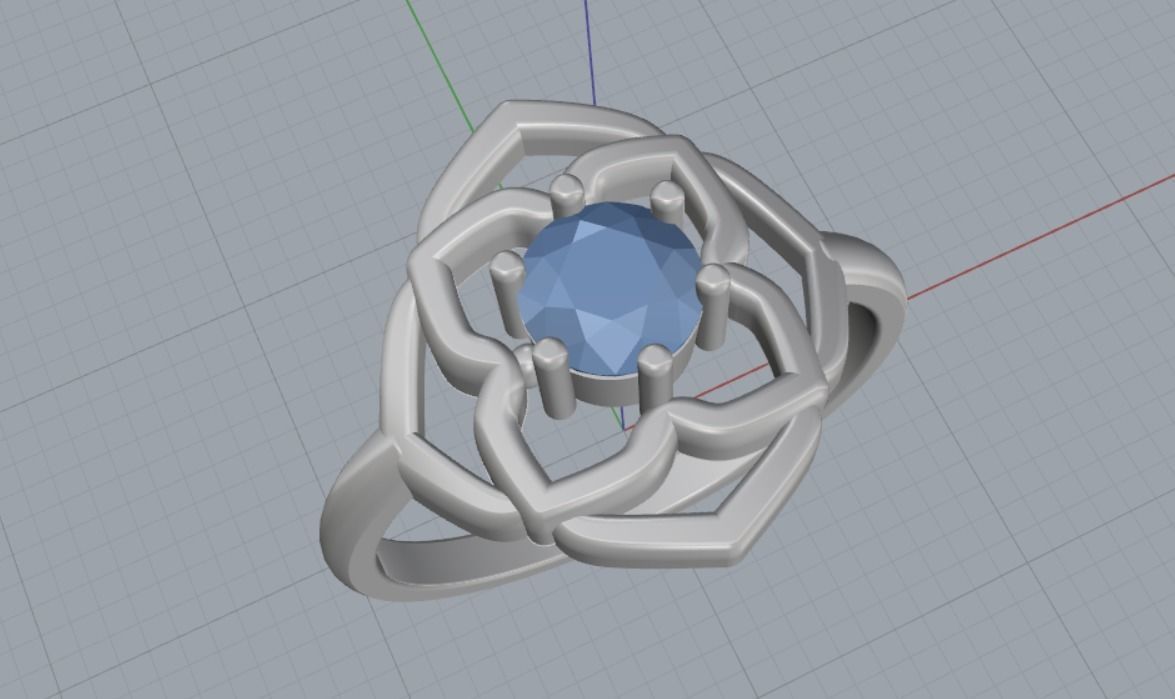ring flower stone 3D print model_7