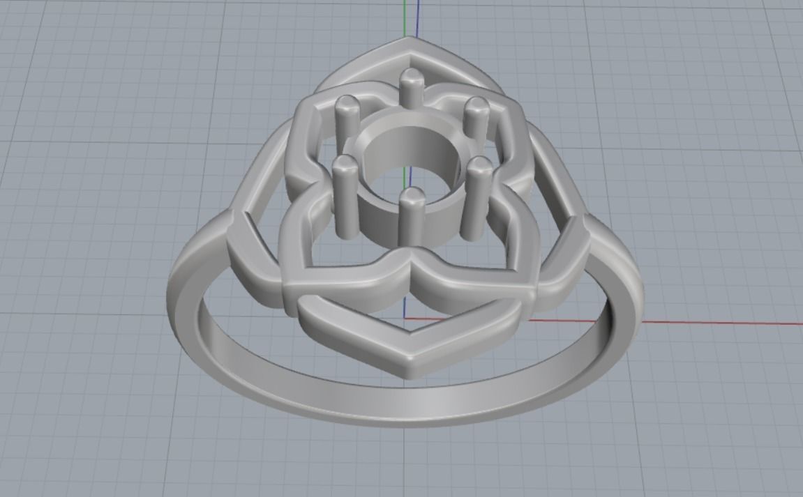 ring flower stone 3D print model_12