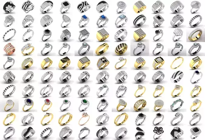 4650 Pcs 3dm File Ring Pack Rings Jewelry Set Collection Pack 3D print model