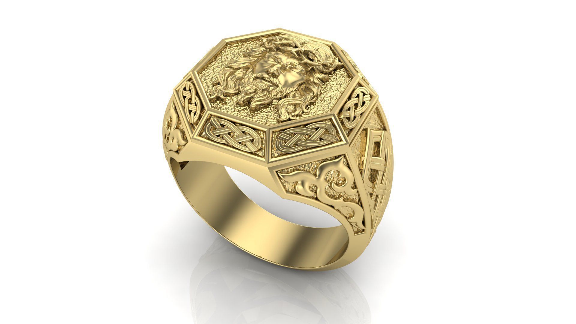 Men ring Jesus  3D print model_9