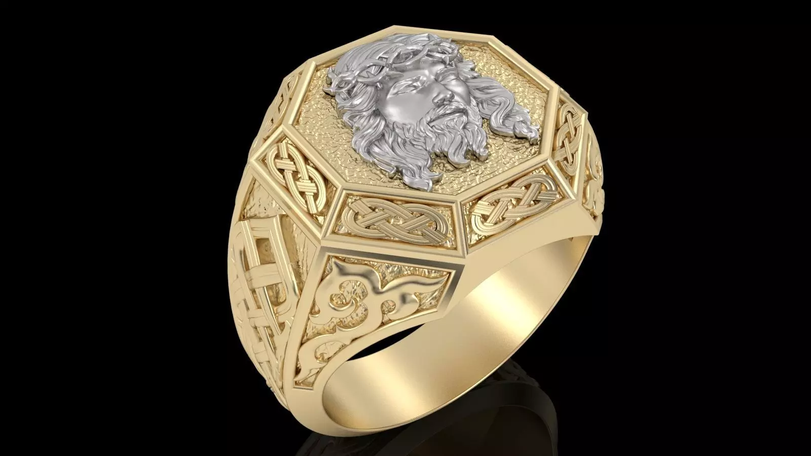 Men ring Jesus  3D print model_0