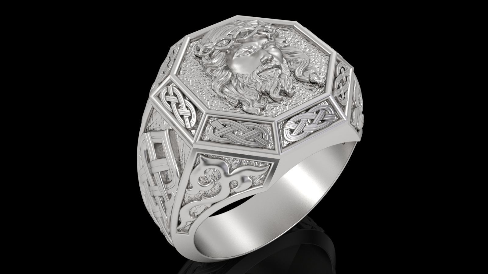 Men ring Jesus  3D print model_1