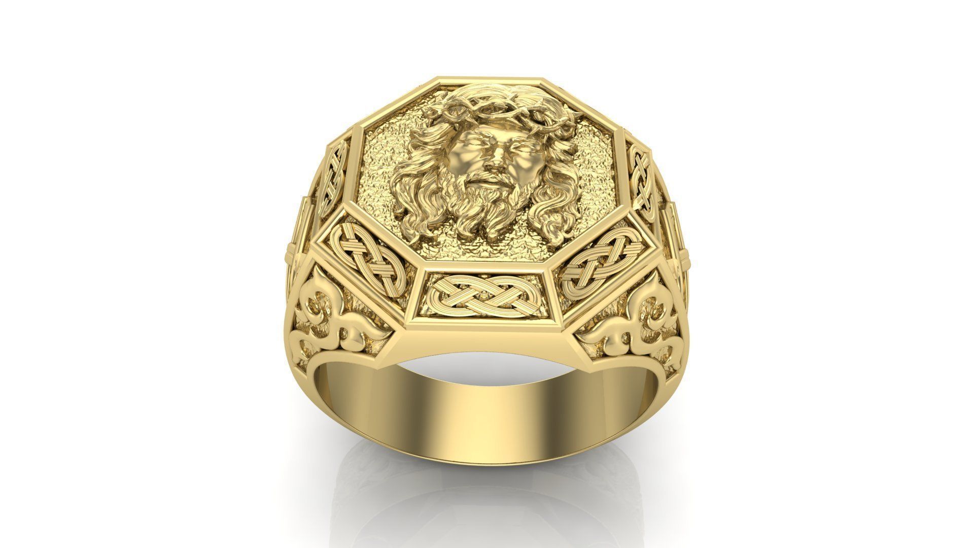 Men ring Jesus  3D print model_6