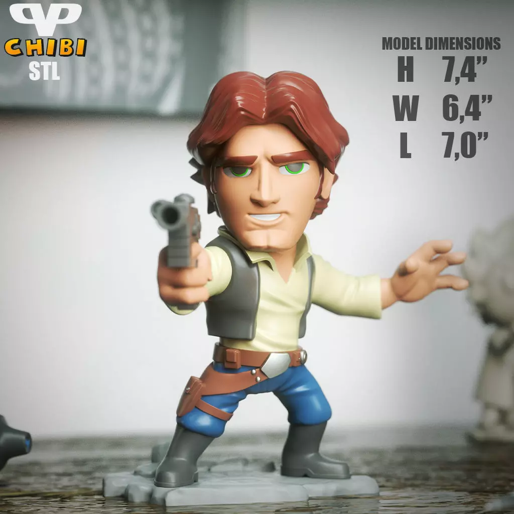 Han Solo Chibi STL for 3D Printing ChibiSTL 3DXM 3D print model_5