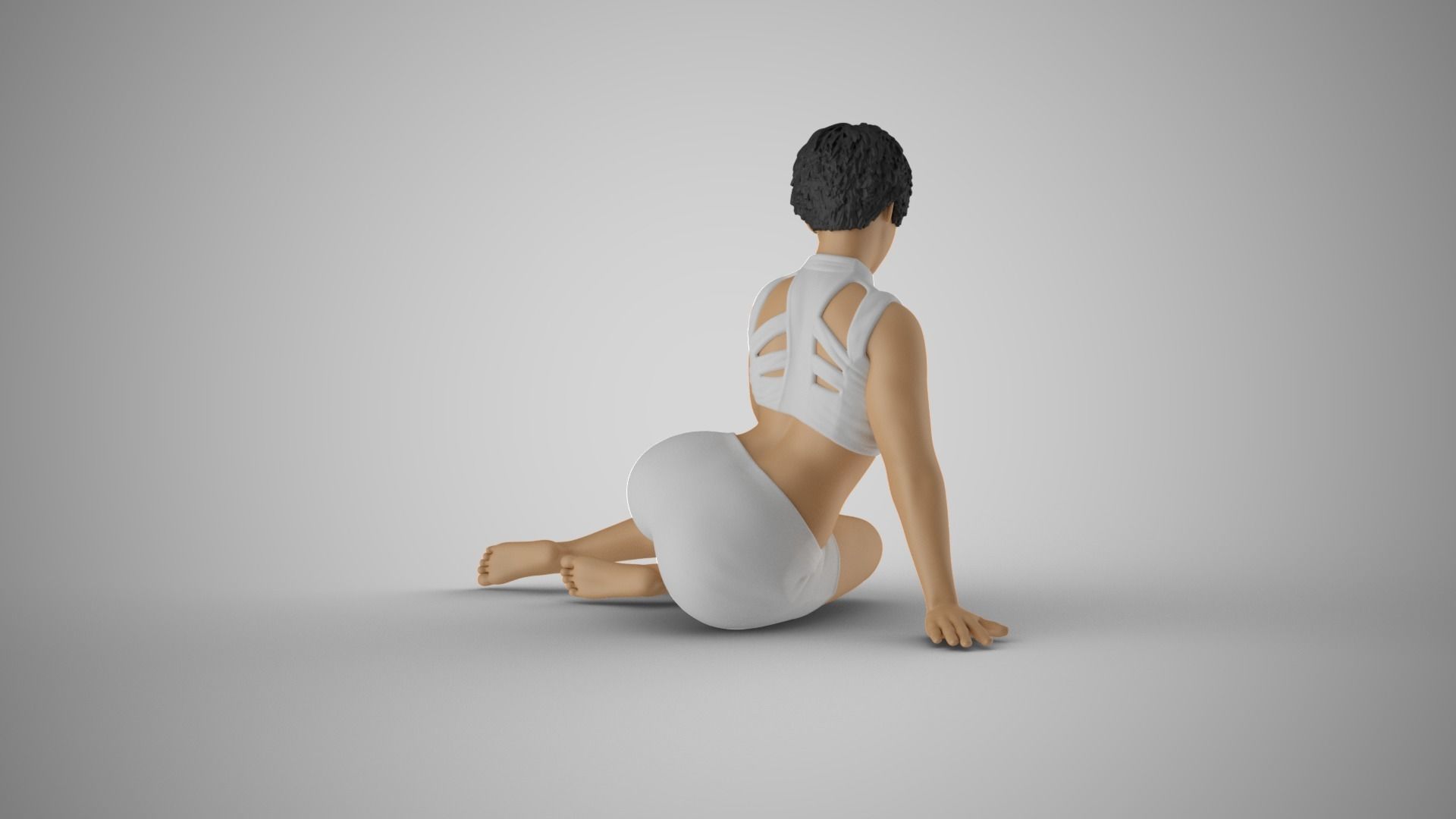 Girl Sitting Leaning Sideways 3D print model_6