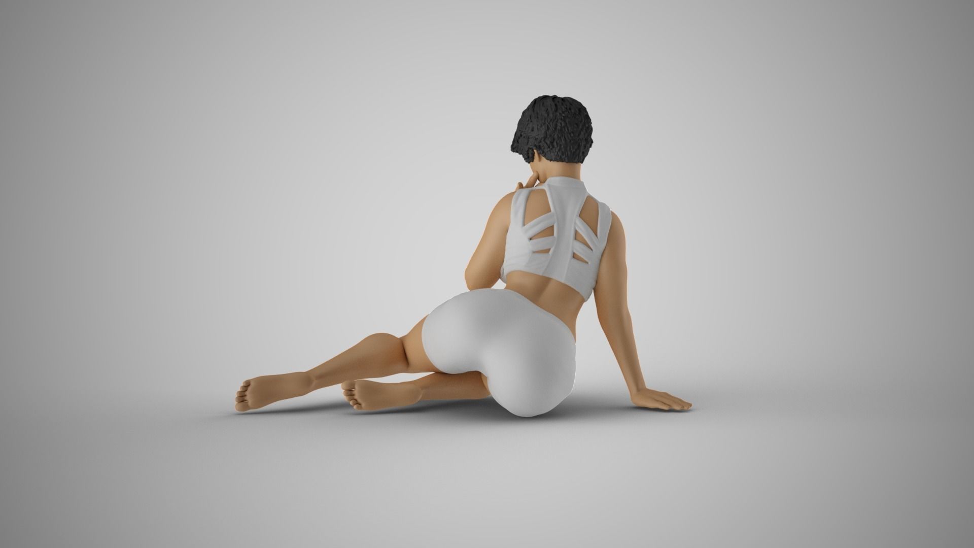 Girl Sitting Leaning Sideways 3D print model_7