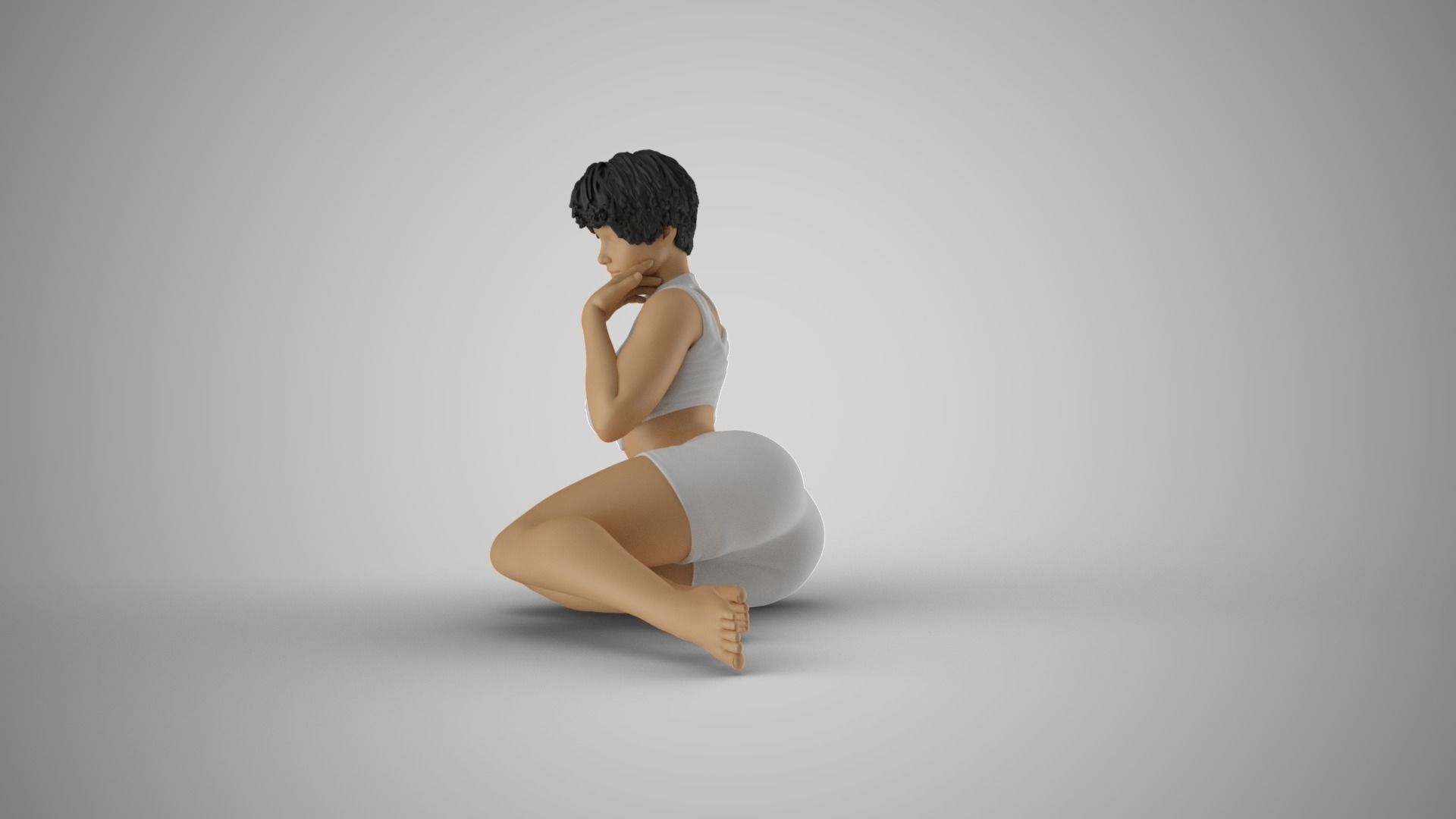 Girl Sitting Leaning Sideways 3D print model_9
