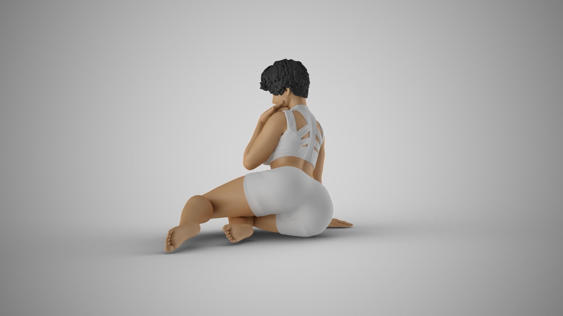 Girl Sitting Leaning Sideways 3D print model_8