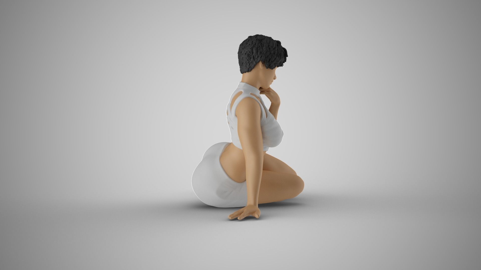 Girl Sitting Leaning Sideways 3D print model_5