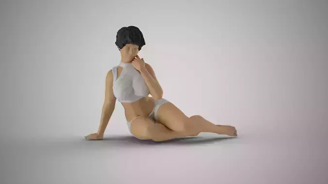 Girl Sitting Leaning Sideways 3D print model