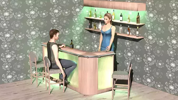 American Bar 4K 3D model