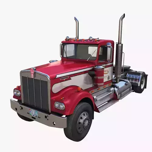 Kenworth W900A singe axle Low-poly 3D model