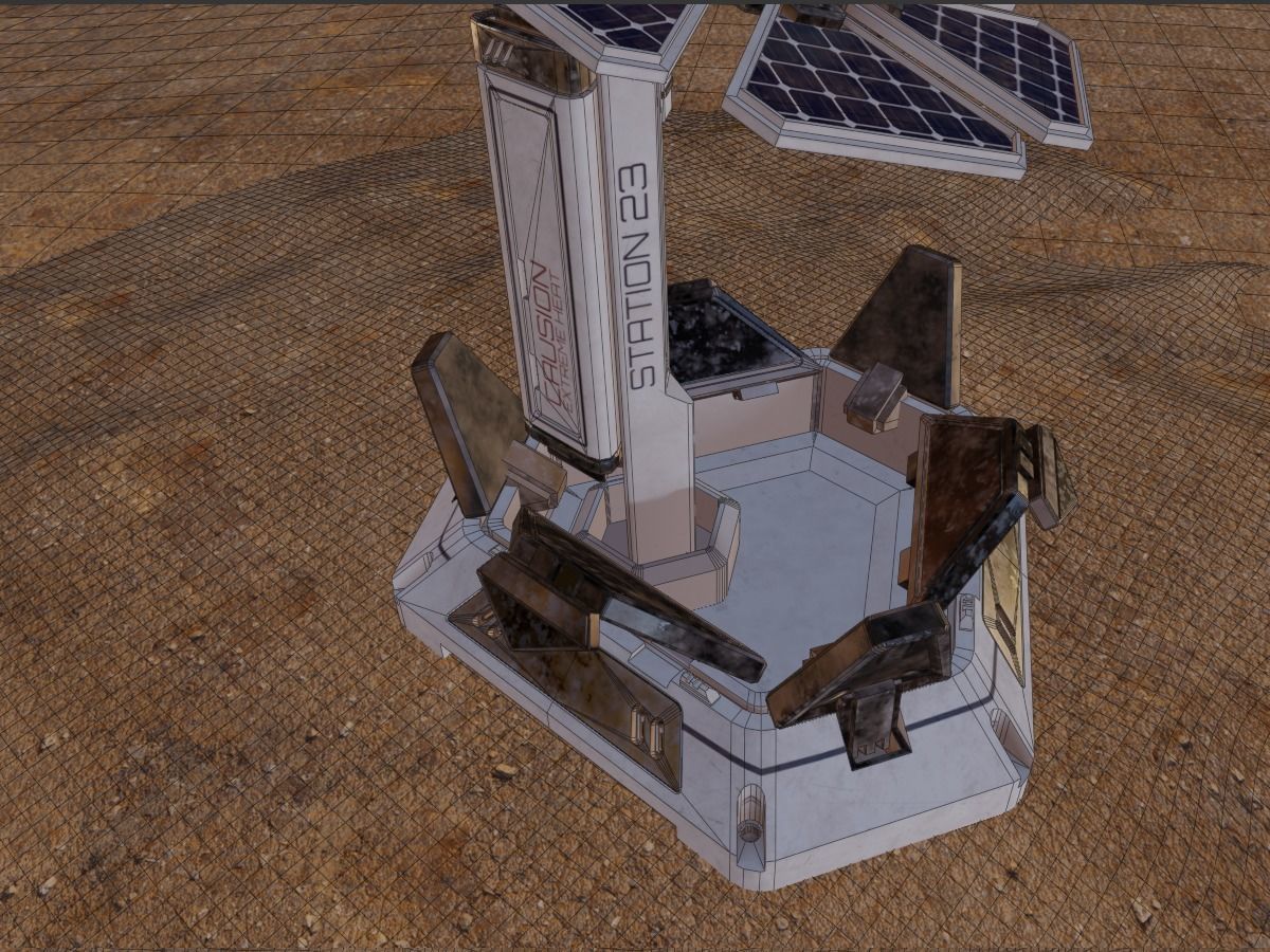 Solar battery energy station Low-poly 3D model_9