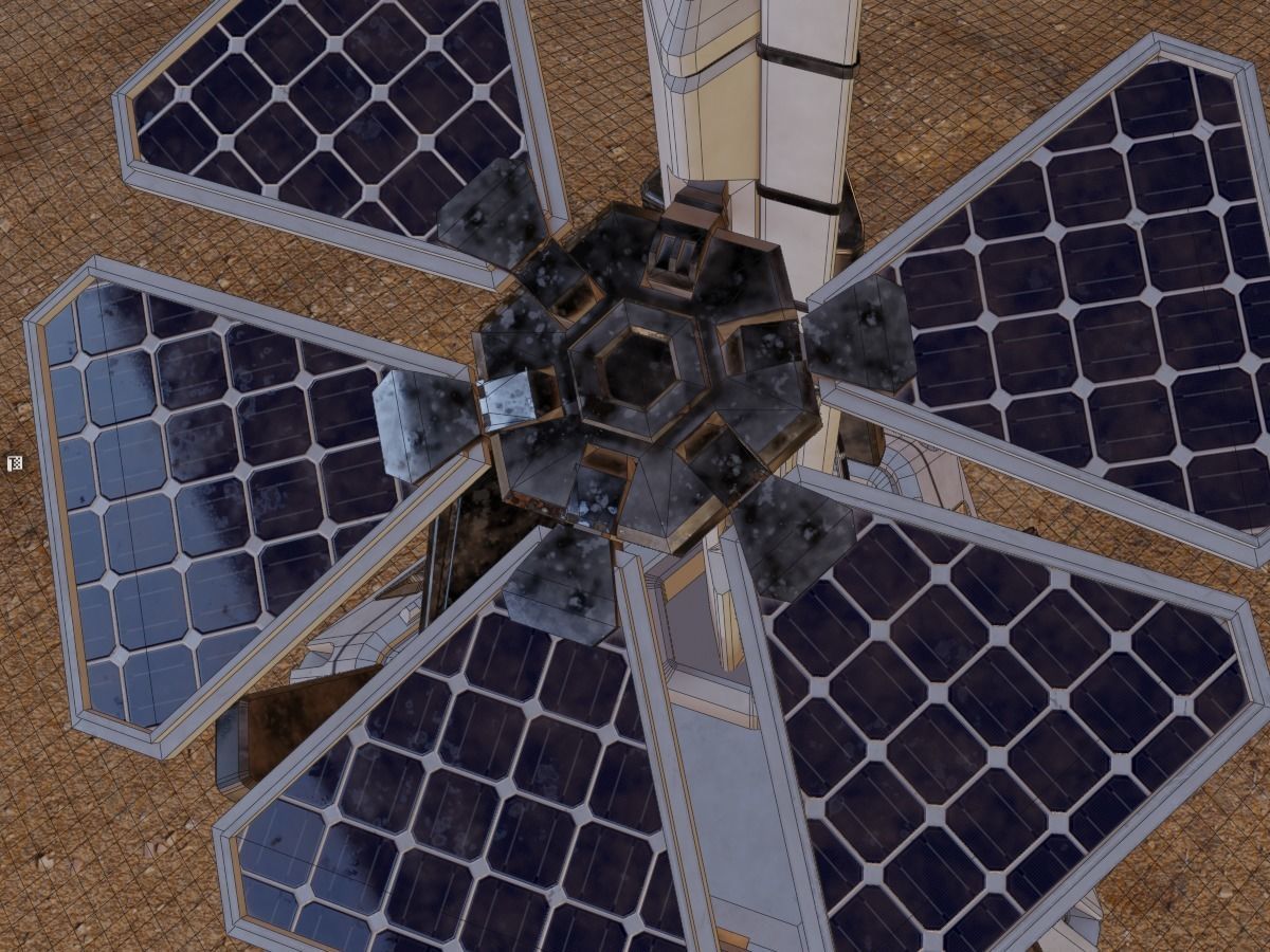 Solar battery energy station Low-poly 3D model_11
