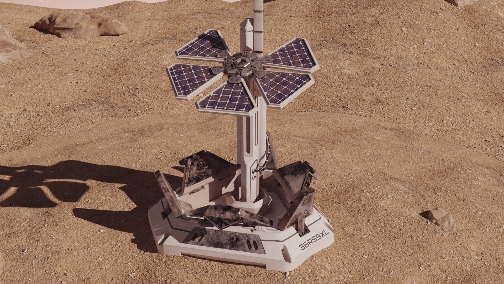 Solar battery energy station Low-poly 3D model_4
