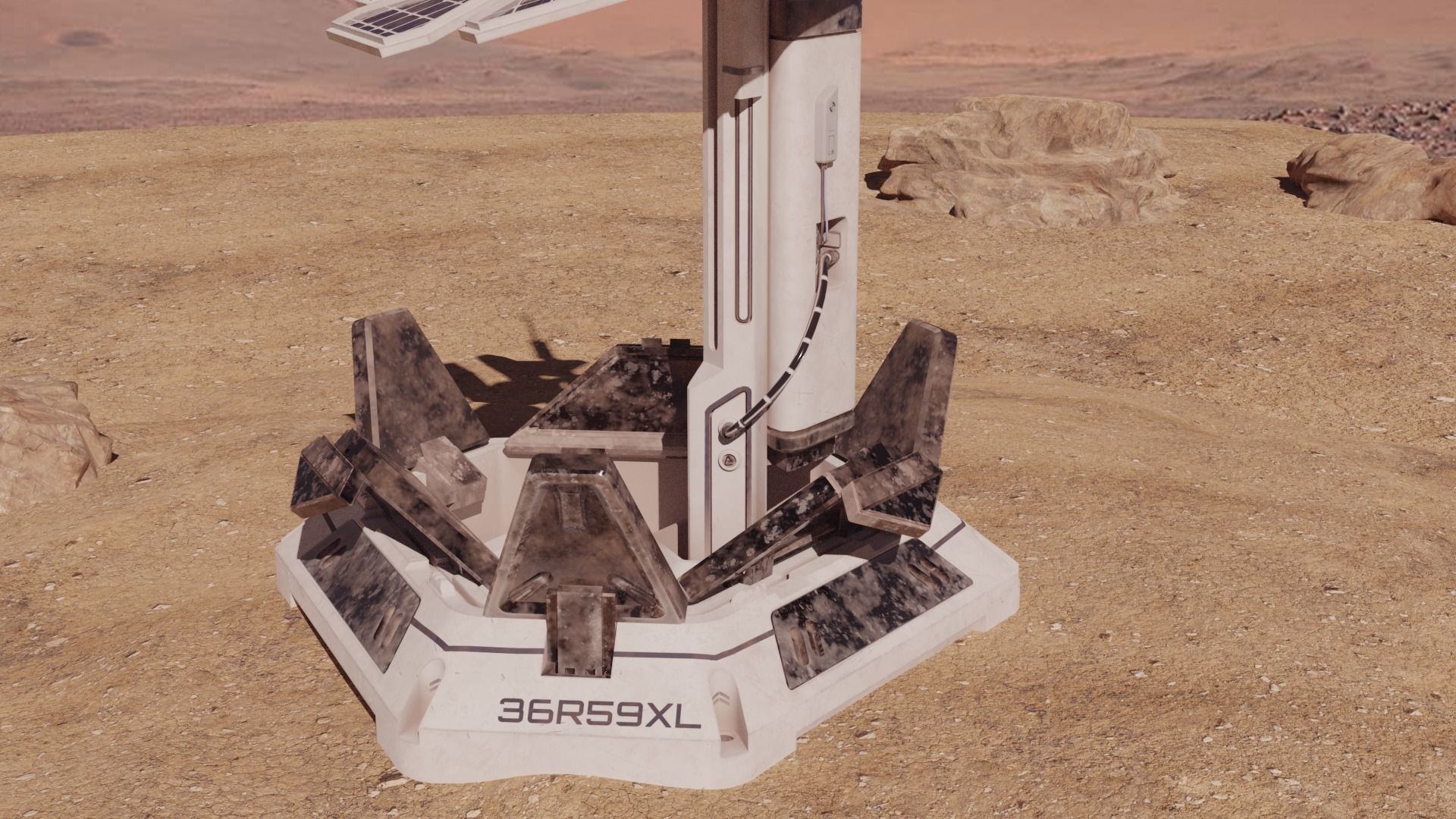 Solar battery energy station Low-poly 3D model_2