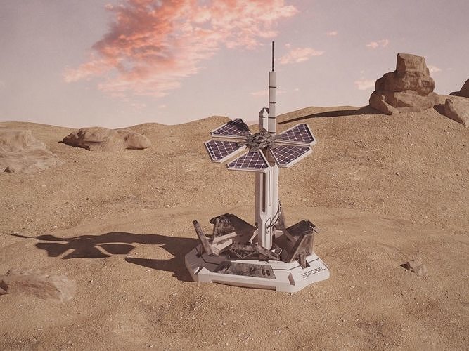 Solar battery energy station Low-poly 3D model