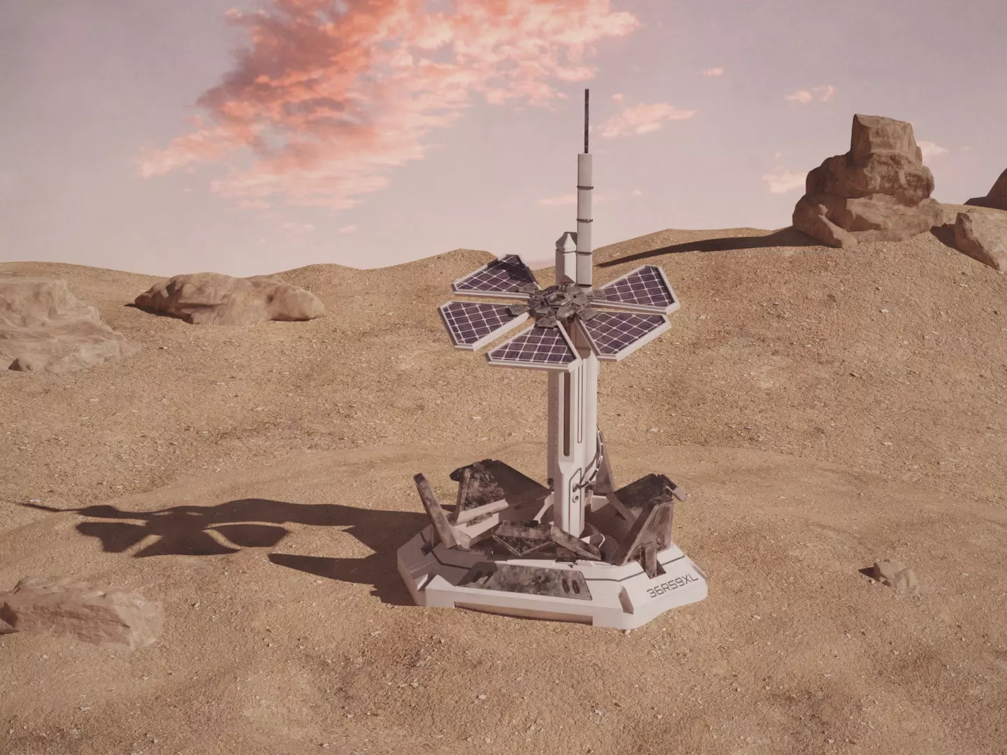 Solar battery energy station Low-poly 3D model_0